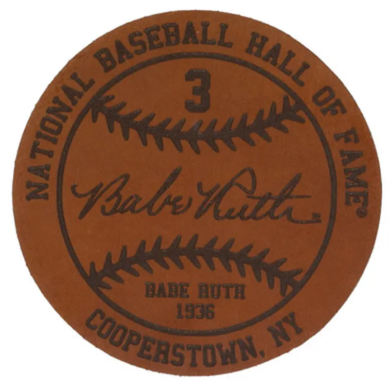 Babe Ruth Baseball Hall of Fame 1936 Inductee Leather Engraved Coaster 