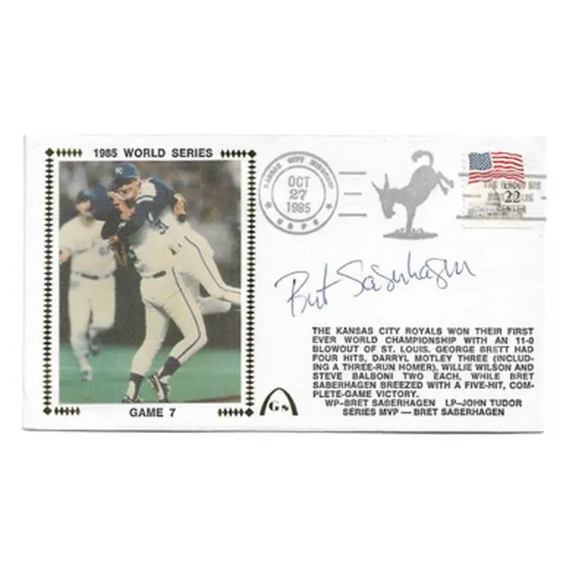 Bret Saberhagen Autographed First Day Cover - 1985 World Series Game 7 (JSA) 