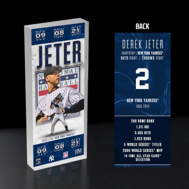 Derek Jeter New York Yankees 2020 Hall of Fame Induction 3D Acrylic Ticket Block 