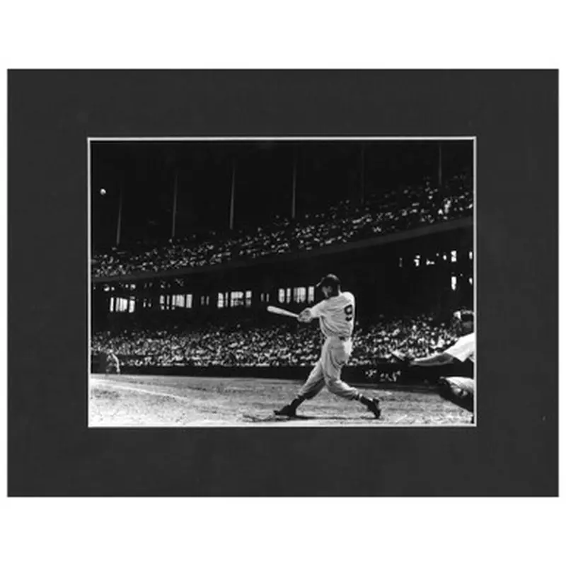 Matted 8x10 Photo - Ted Williams Swinging Side View 