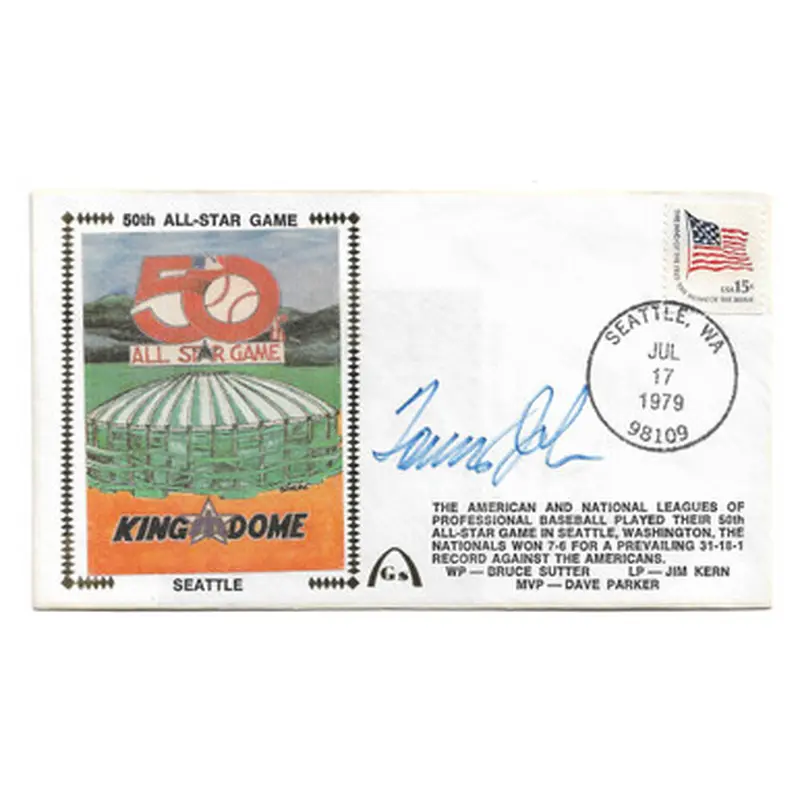 Tommy John Autographed First Day Cover - 1979 50th All-Star Game - Blue Sharpie (JSA) 