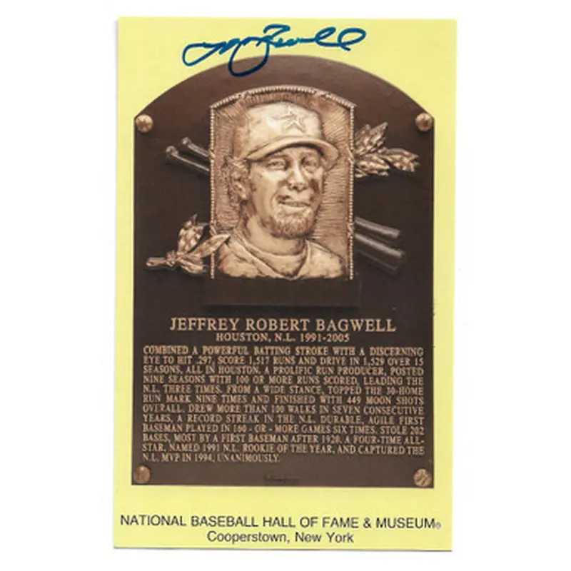 Jeff Bagwell Autographed Hall of Fame Plaque Postcard (Beckett) 