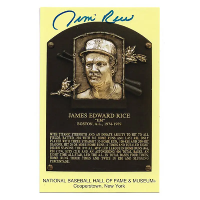 Jim Rice Autographed Hall of Fame Plaque Postcard (Fanatics) 