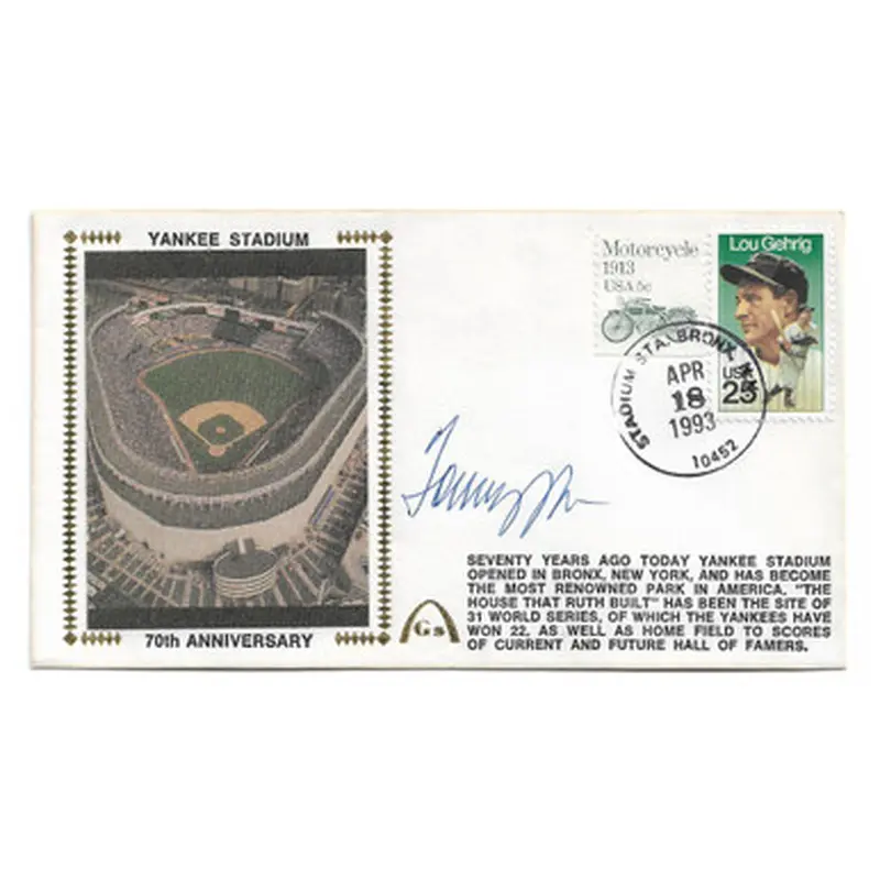 Tommy John Autographed First Day Cover - 1993 Yankee Stadium 70th Anniversary (JSA) 