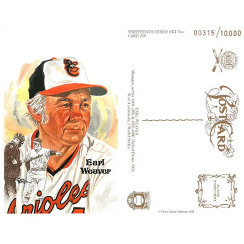 Perez-Steele Earl Weaver Limited Edition Postcard # 228 - Lot of 50 