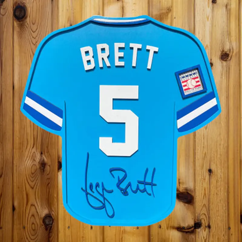 George Brett 3D Signature Wood Jersey 19 x 18 Wall Sign (blue) 