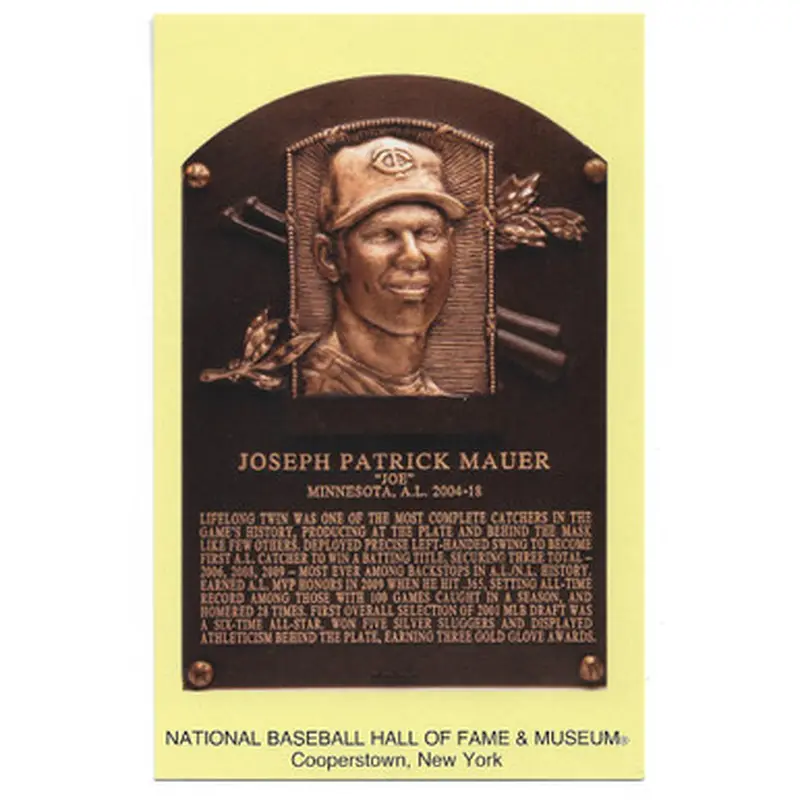 Joe Mauer Baseball Hall of Fame Plaque Postcard 