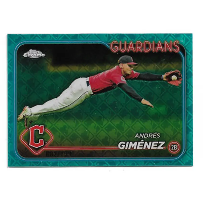 Andres Gimenez 2024 Topps Chrome Green MLB Logo Refractor # 259 Ltd Ed of 199 