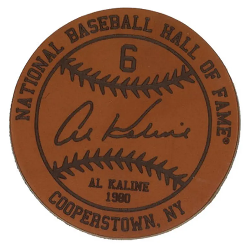 Al Kaline Baseball Hall of Fame 1980 Inductee Leather Engraved Coaster 