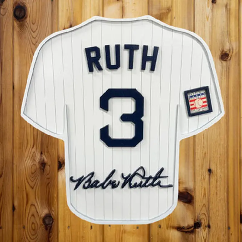 Babe Ruth 3D Signature Wood Jersey 19 x 18 Wall Sign  (white) 