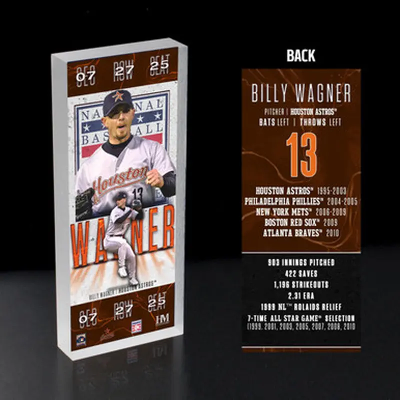 Billy Wagner Houston Astros 2025 Hall of Fame Induction 3D Acrylic Ticket Block 
