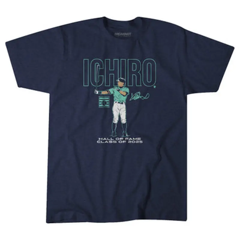 Ichiro Suzuki Hall of Fame Inductee Class of 2025 Navy T-Shirt Size L