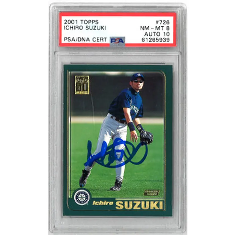 Ichiro Suzuki Seattle Mariners Autographed 2001 Topps # 726 Rookie Card (PSA) 