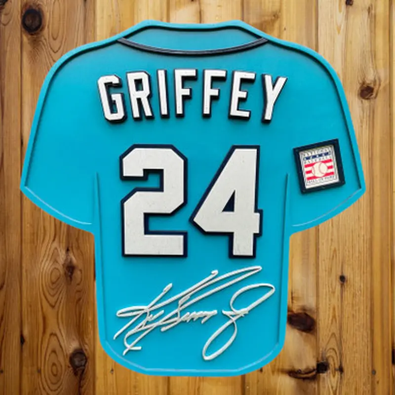 Ken Griffey Jr. 3D Signature Wood Jersey 19 x 18 Wall Sign  (teal) 