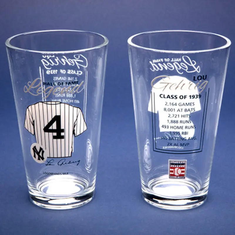 Lou Gehrig Baseball Hall of Fame Legend Player Pint Glass 