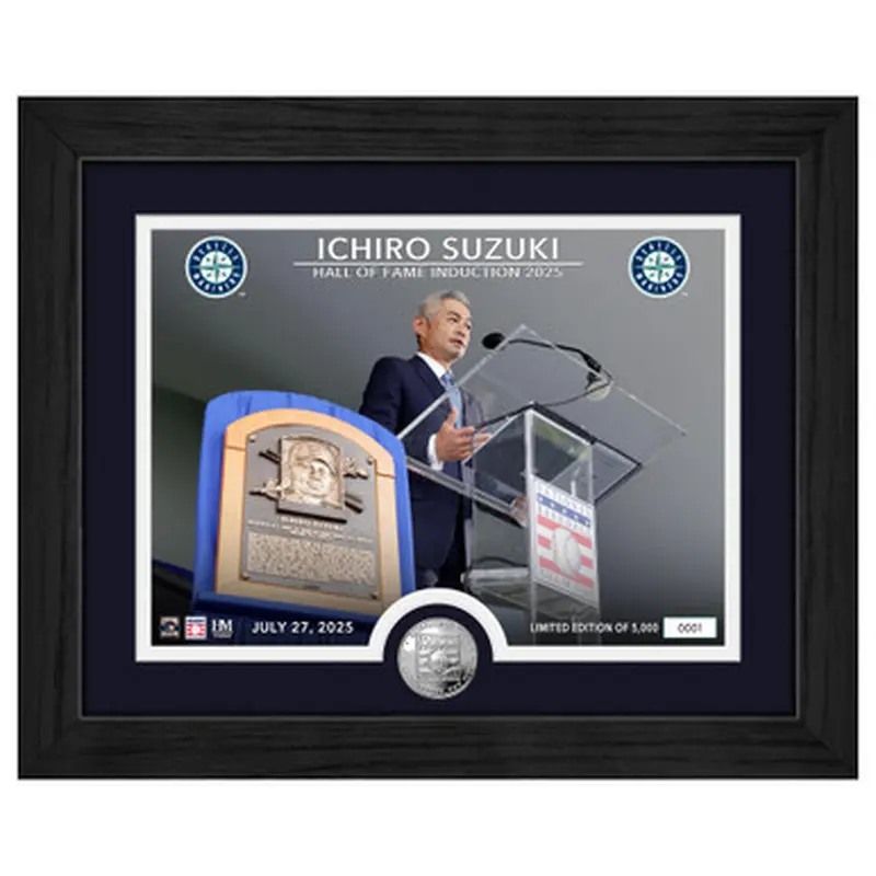 Ichiro Suzuki 2025 HOF Induction Speech Silver Coin 13 x16 Photomint 