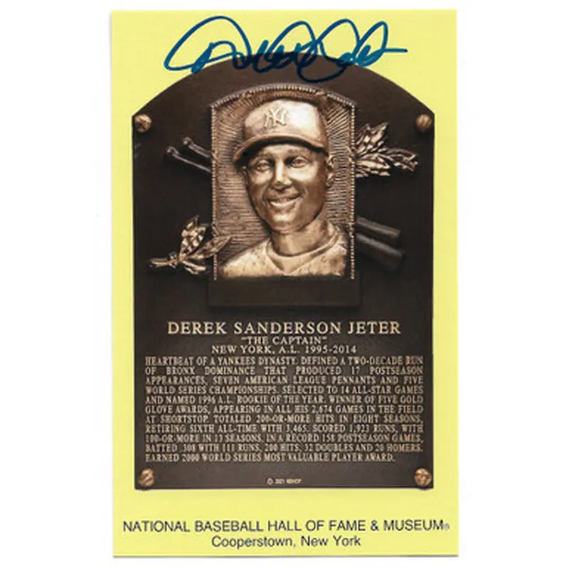Derek Jeter Autographed Hall of Fame Plaque Postcard (MLB) 