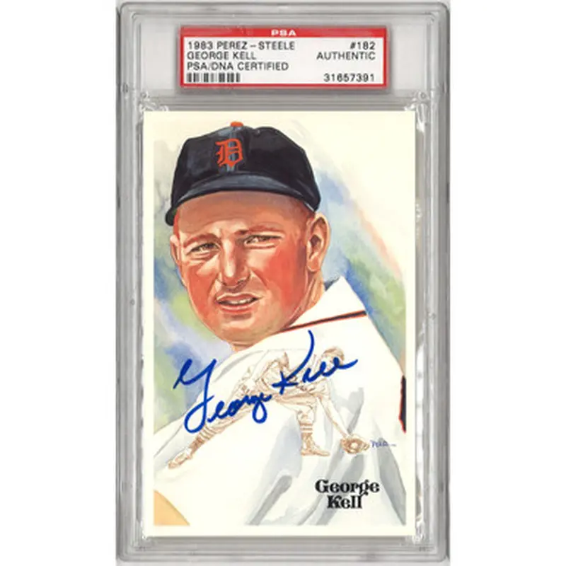 George Kell Autographed Perez-Steele HOF Series Postcard #182 (PSA-91) 