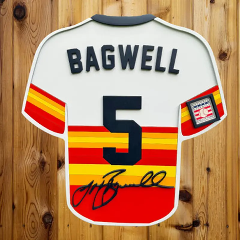 Jeff Bagwell 3D Signature Wood Jersey 19 x 18 Wall Sign (white) 