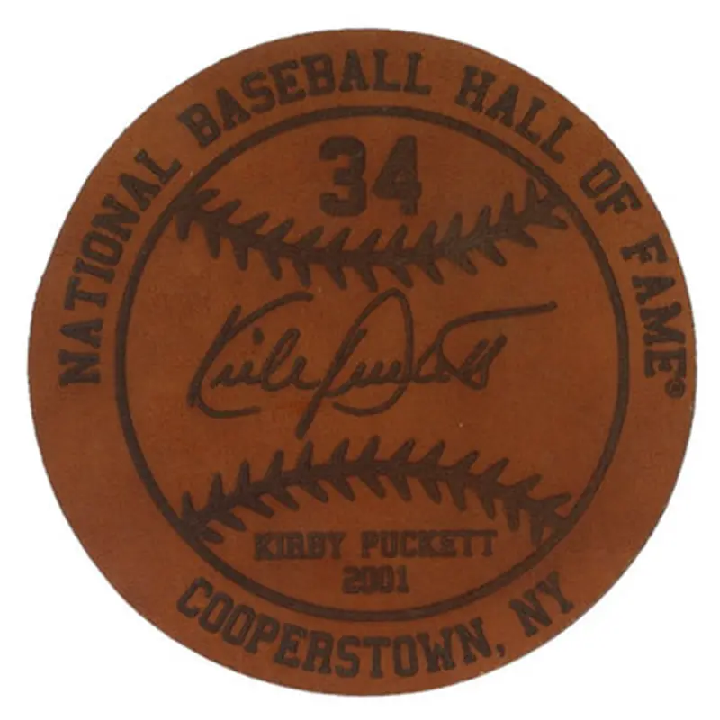 Kirby Puckett Baseball Hall of Fame 2001 Inductee Leather Engraved Coaster 