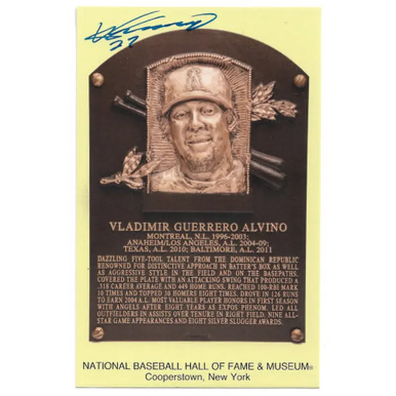 Vladimir Guerrero Autographed Hall of Fame Plaque Postcard (Beckett) 
