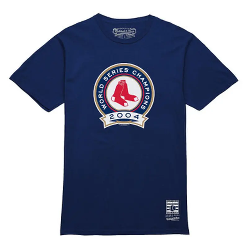 Mens Mitchell & Ness Boston Red Sox 2004 World Champions Navy Blue T-Shirt Size L