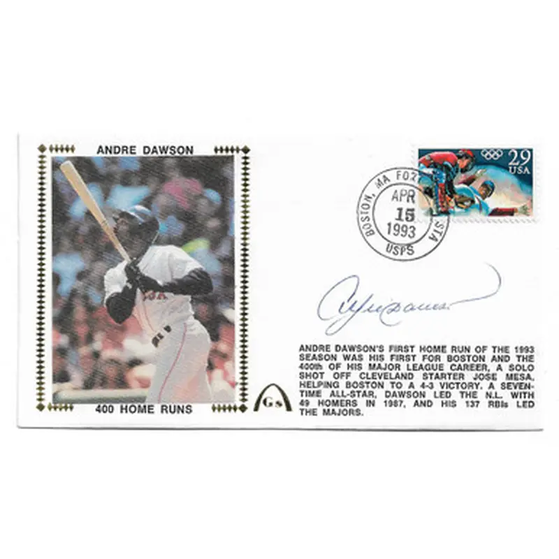 Andre Dawson Autographed First Day Cover - 1993 400 Home Runs (JSA) 