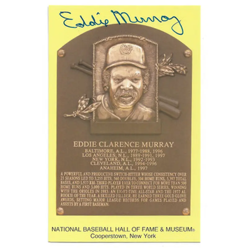 Eddie Murray Autographed Hall of Fame Plaque Postcard (JSA-52) 