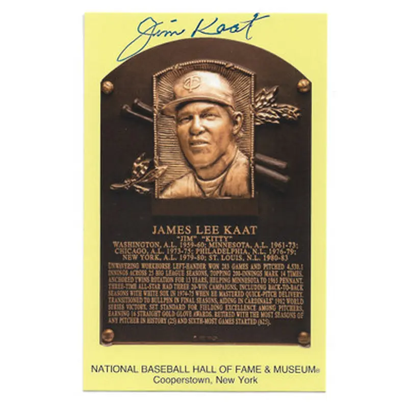 Jim Kaat Autographed Hall of Fame Plaque Postcard (Beckett) 