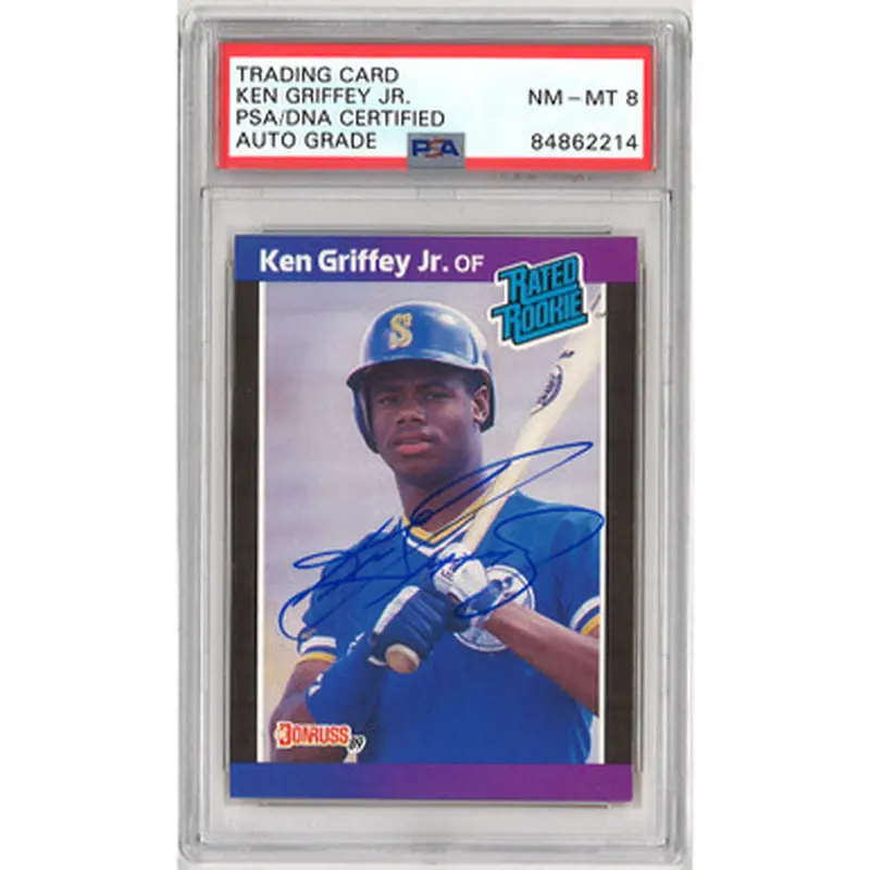 Ken Griffey Jr. Autographed Baseball Rookie Card 1989 Donruss # 33 (PSA) 