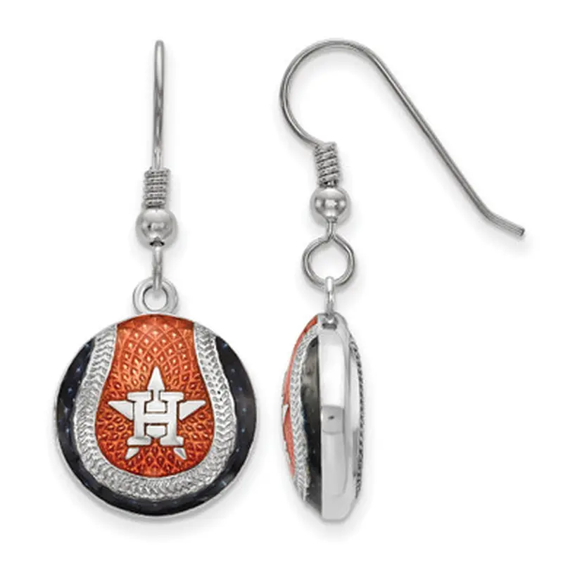 LogoArt Houston Astros Sterling Silver Enamel Logo Earrings 