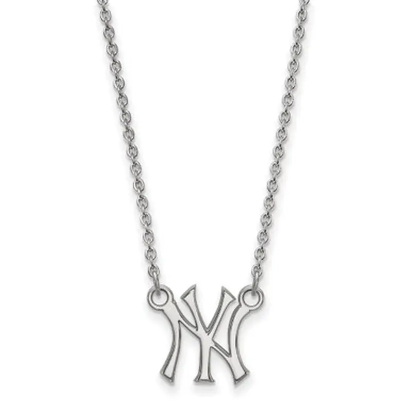 LogoArt New York Yankees 18 Inch Sterling Silver Necklace with Logo Pendant 