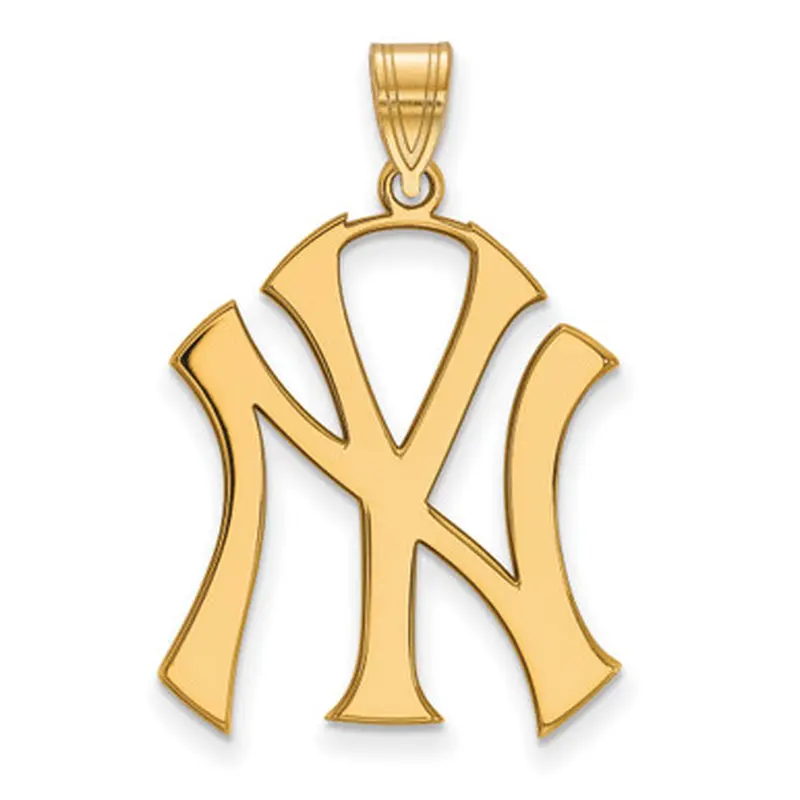 LogoArt New York Yankees Sterling Silver Gold Plated Logo Large Pendant 