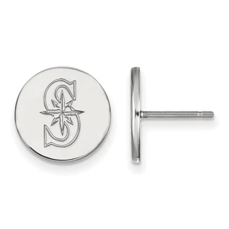 LogoArt Seattle Mariners Sterling Silver Small Post Logo Earrings 
