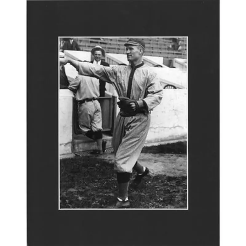 Matted 8x10 Photo- Walter Johnson Pitching Motion 