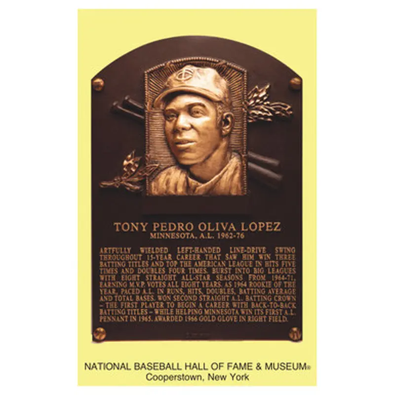 Tony Oliva Baseball Hall of Fame Plaque Postcard 
