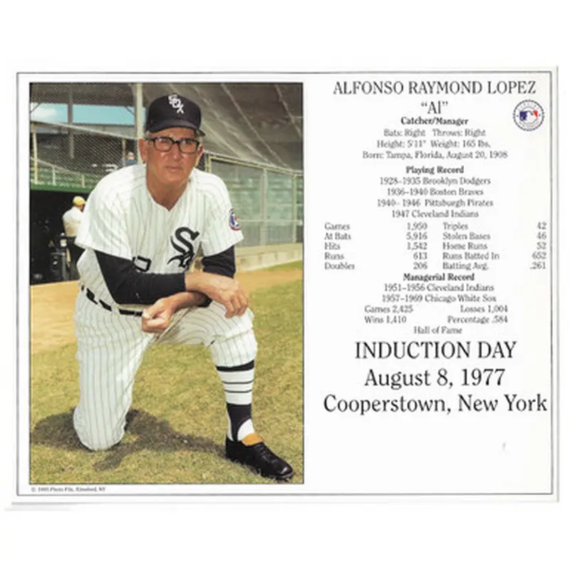 Al Lopez Chicago White Sox 1977 Hall of Fame Induction 8x10 Photocard 