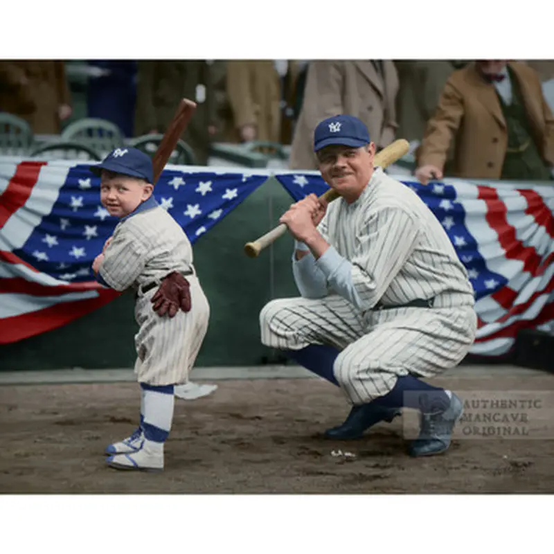 Babe Ruth & Ray Kelly 1923 Posing 11 x 14 Colorized Print 