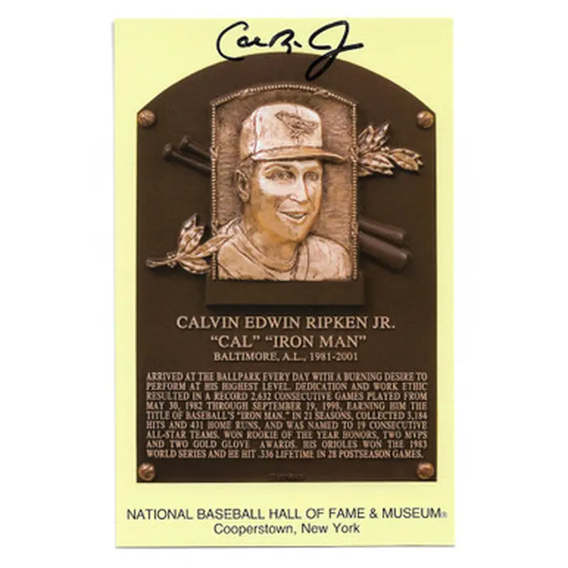 Cal Ripken Jr. Autographed Hall of Fame Plaque Postcard (HOF) 