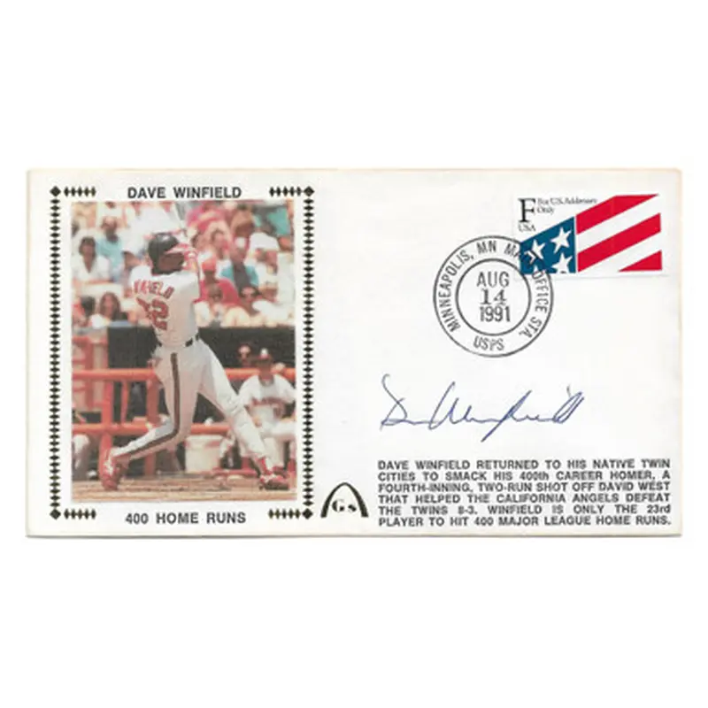 Dave Winfield Autographed First Day Cover - 1991 400th Home Run (PSA) 