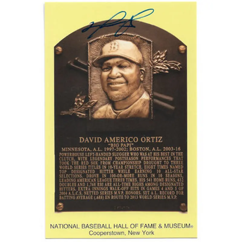 David Ortiz Autographed Hall of Fame Plaque Postcard (Beckett) 