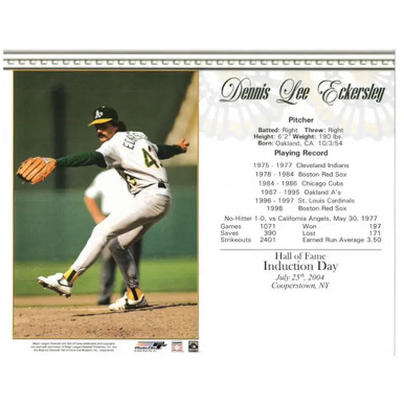 Dennis Eckersley Oakland Athletics 2004 Hall of Fame Induction 8x10 Photocard 