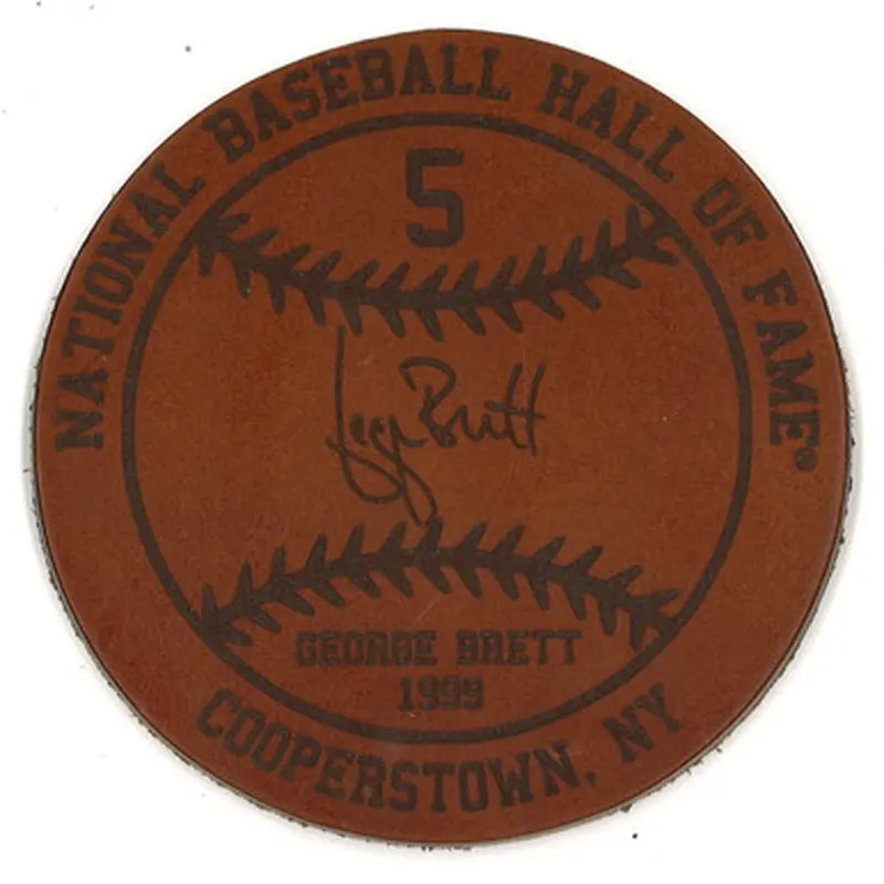 George Brett Baseball Hall of Fame 1999 Inductee Leather Engraved Coaster 