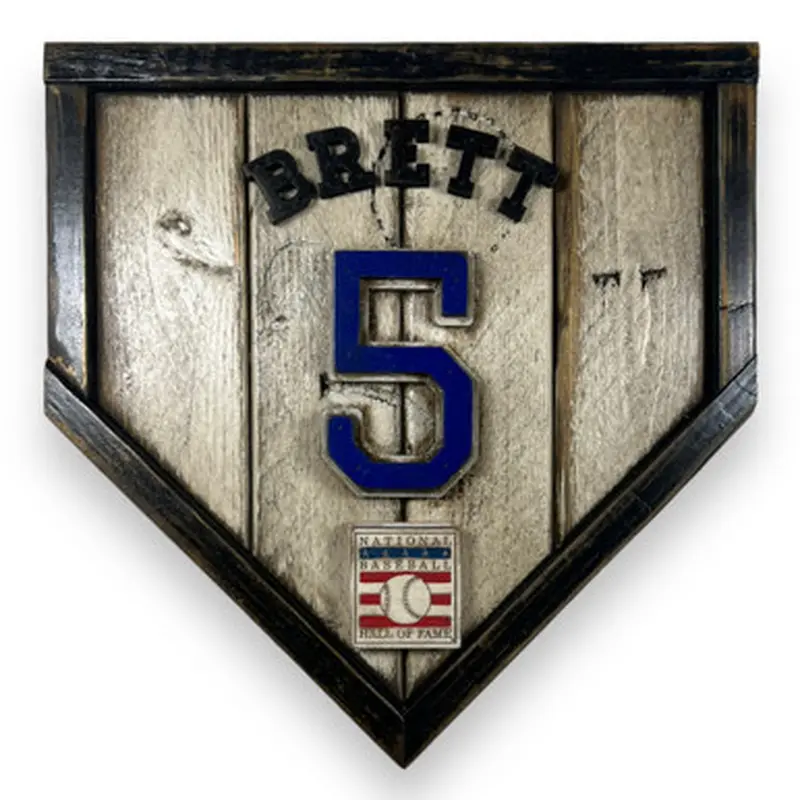 George Brett Hall of Fame Vintage Distressed Wood 11 Inch Mini Legacy Home Plate 