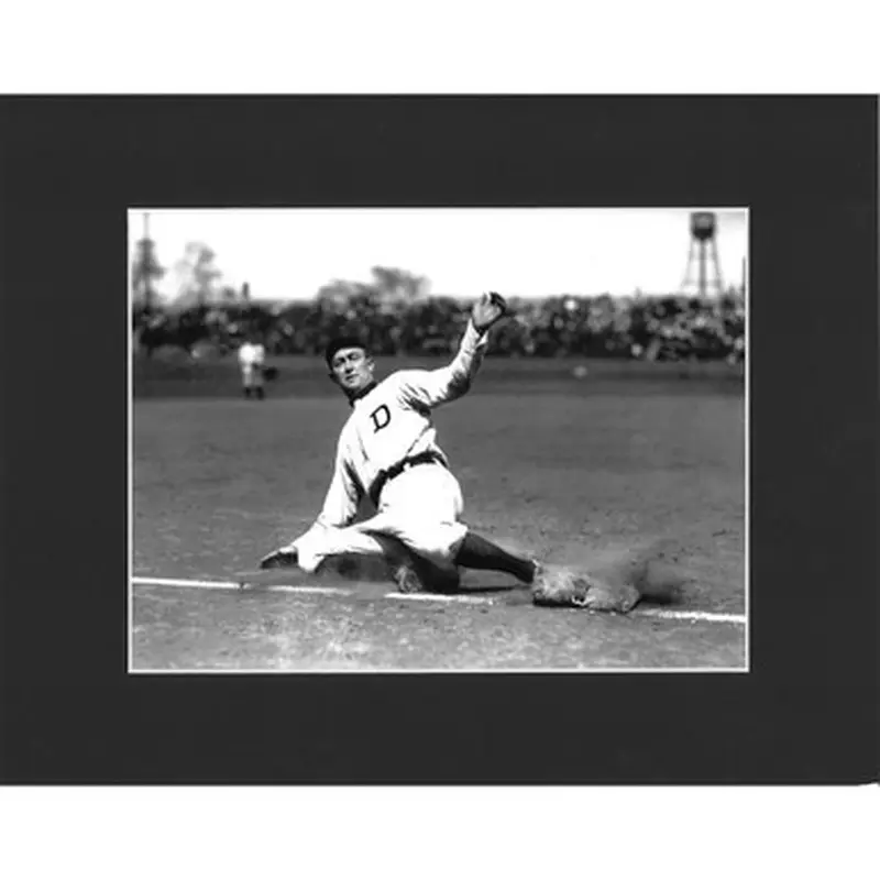 Matted 8x10 Photo- Ty Cobb Sliding 