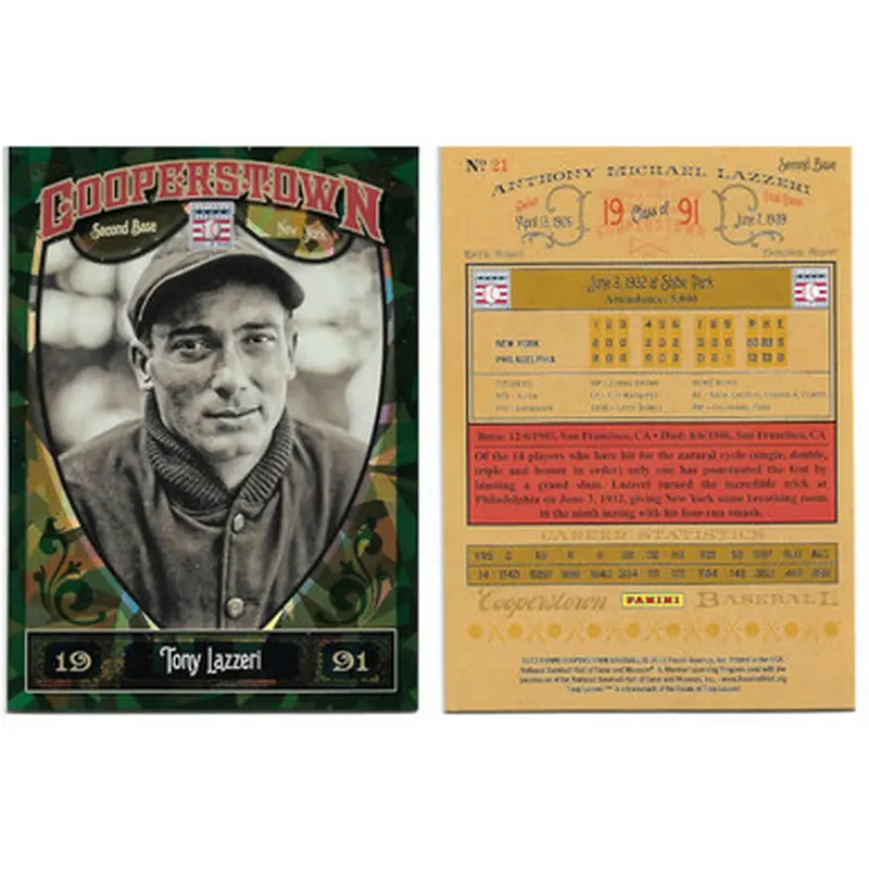Tony Lazzeri 2013 Panini Cooperstown Green Crystal # 21 