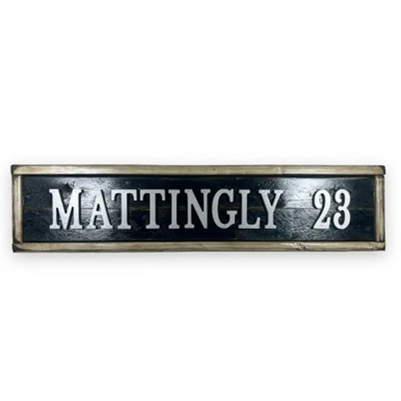 Don Mattingly Distressed Wood 25 Inch Classic Name & Number Framed Sign 