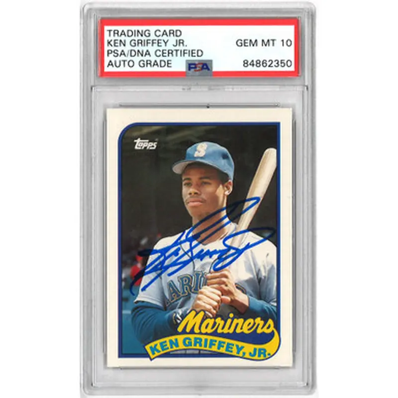 Ken Griffey Jr. Autographed Baseball Rookie Card 1989 Topps Traded # 41T (PSA) 
