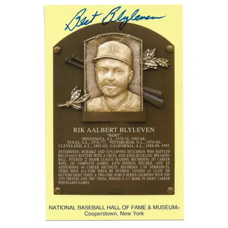 Bert Blyleven Autographed Hall of Fame Plaque Postcard (JSA) 