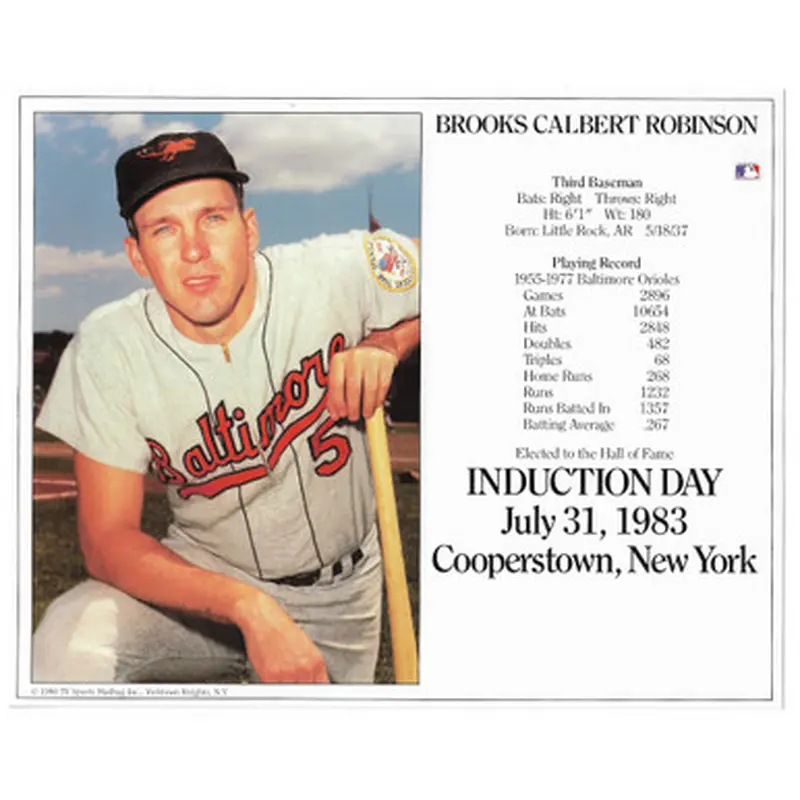 Brooks Robinson Baltimore Orioles 1983 Hall of Fame Induction 8x10 Photocard 